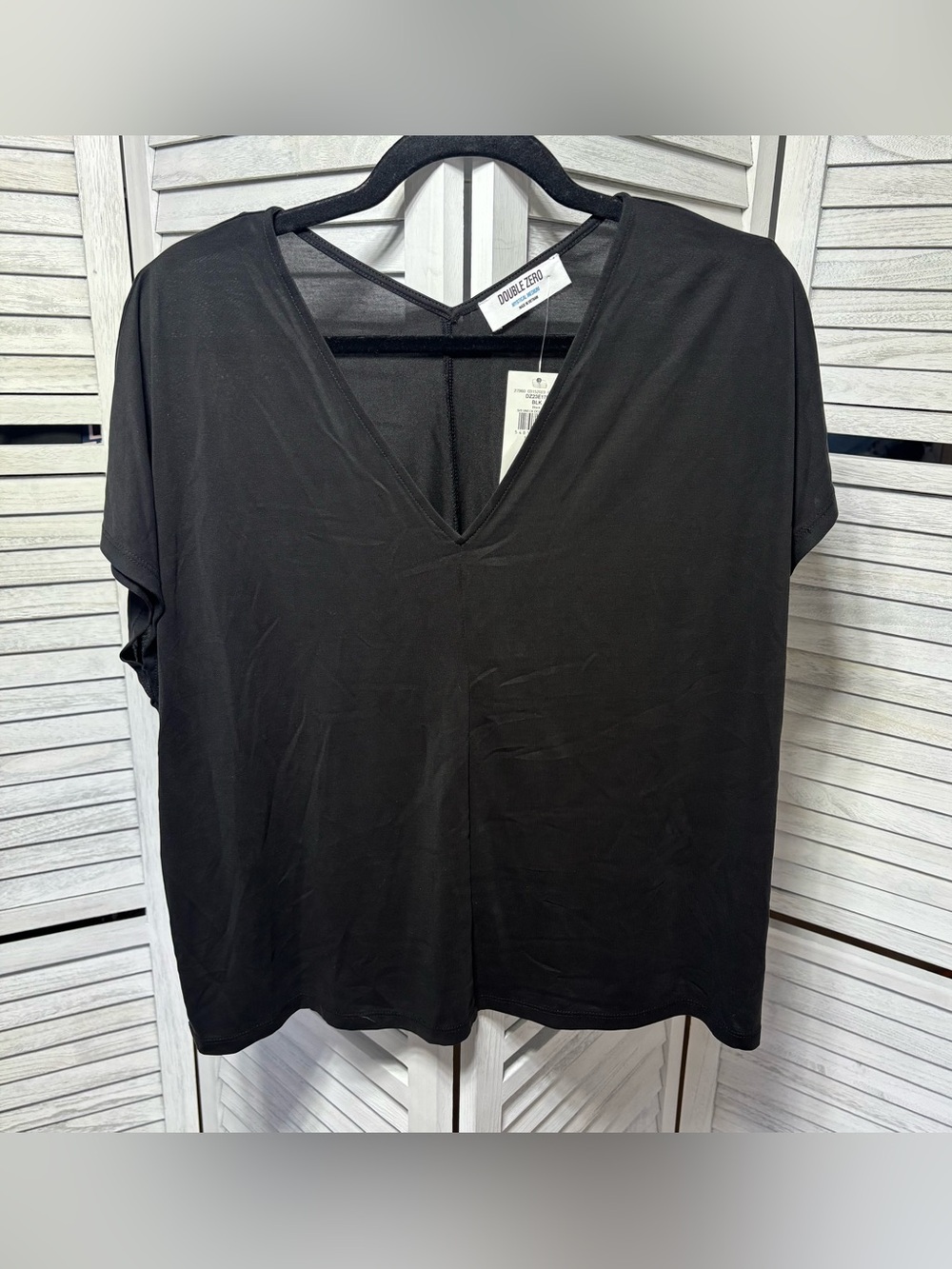 Double Zero Black V Neck Dolman Top Medium NWT